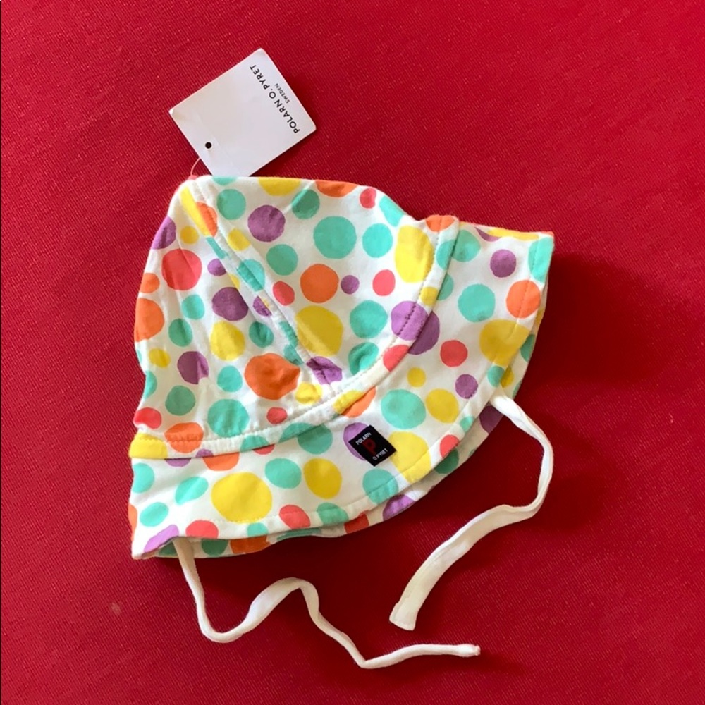 Polarn O Pyret 2-4 mo baby sunhat dots cotton tie